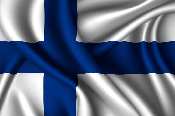 Bandera Nacional Seda Finlandia Textura Tejido Vectorial — Vector de stock