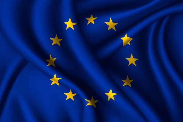 欧洲联盟的丝绸国旗 矢量织物纹理 — 图库矢量图片