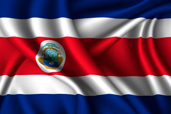 Bandeira Nacional Seda Costa Rica Textura Tecido Vetorial — Vetor de Stock
