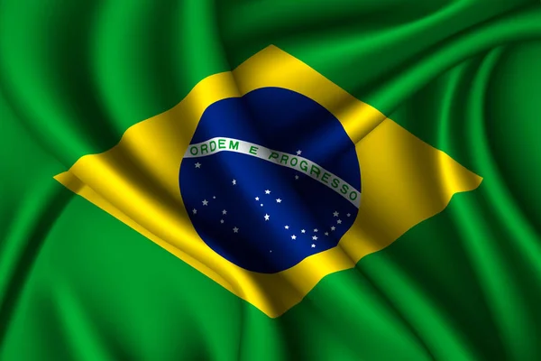 Brazilië Nationale Vlag Van Zijde Vectorweefsel Textuur — Stockvector