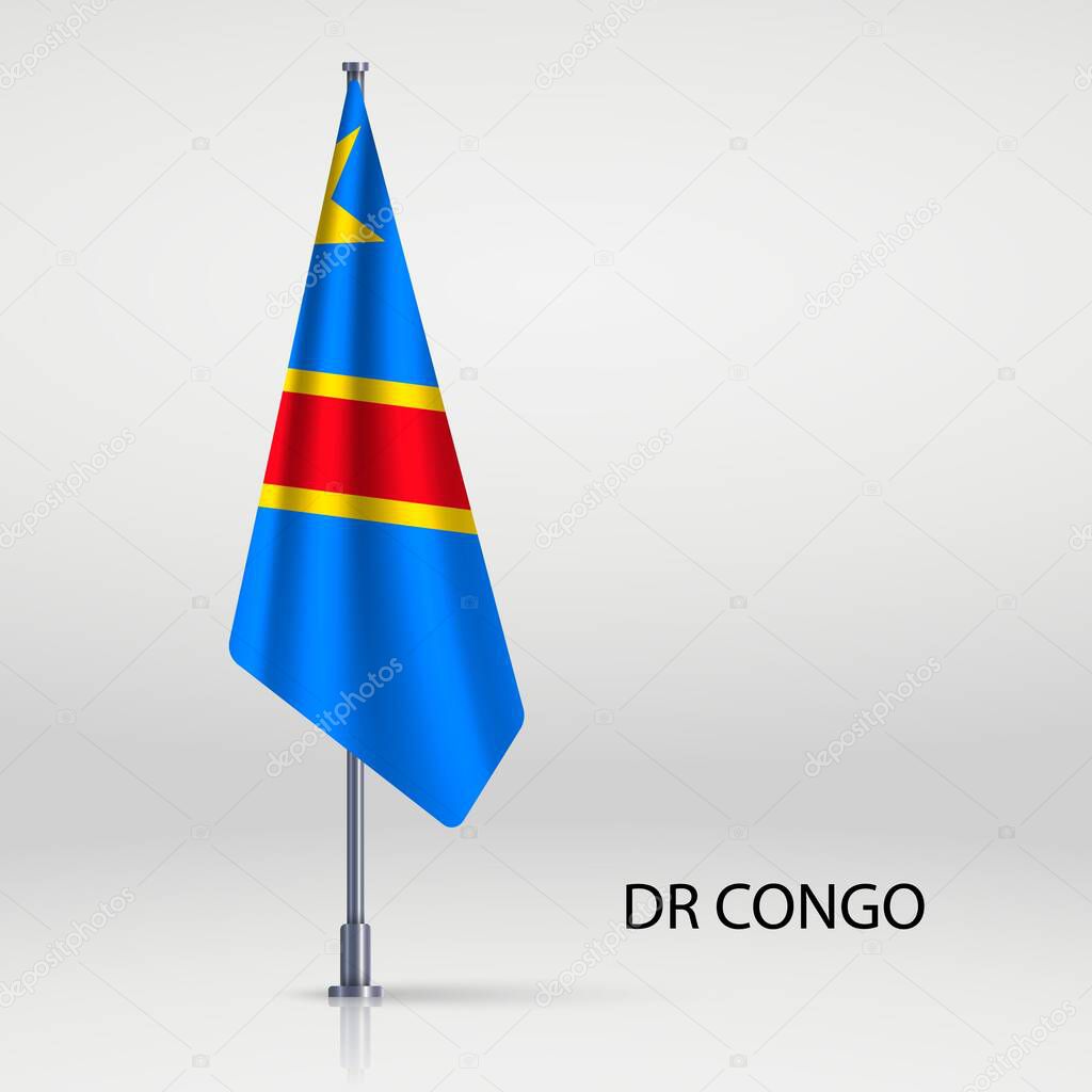 DR Congo hanging flag on flagpole