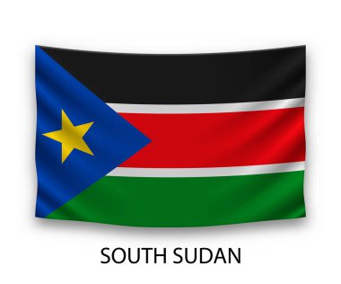 Güney Sudan 'ın ipek bayrağı asılıyor. Vektör illüstrasyonu.