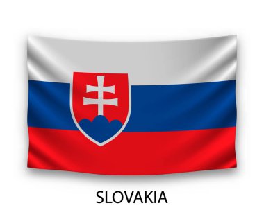 Slovakya 'nın ipek bayrağı asılıyor. Vektör illüstrasyonu.