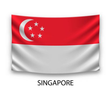 Singapur 'un ipek bayrağı asılıyor. Vektör illüstrasyonu.