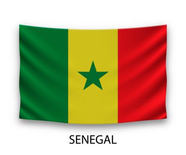 Senegal 'in ipek bayrağı. Vektör illüstrasyonu.
