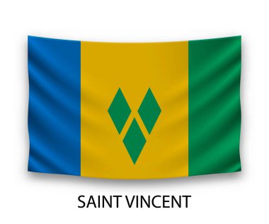 Saint Vincent 'ın ipek bayrağı asılıydı. Vektör illüstrasyonu.