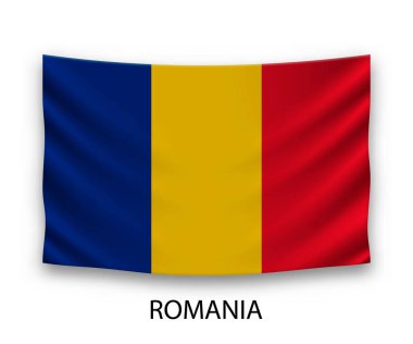 Romanya 'nın ipek bayrağı. Vektör illüstrasyonu.