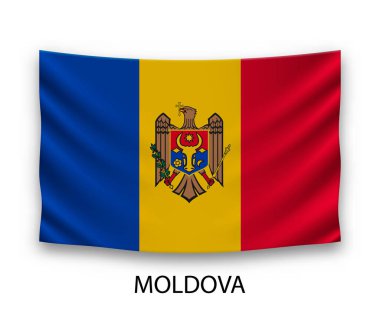 Moldova 'nın ipek bayrağı asılıyor. Vektör illüstrasyonu.
