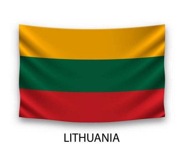 Litvanya 'nın ipek bayrağı asılıyor. Vektör illüstrasyonu.