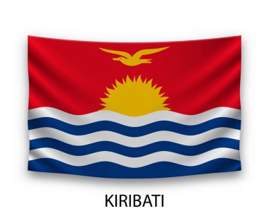 Kiribati 'nin ipek bayrağı asılıyor. Vektör illüstrasyonu.