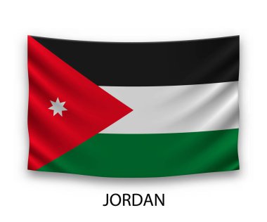 Ürdün 'ün ipek bayrağı. Vektör illüstrasyonu.