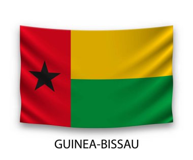 Gine-Bissau 'nun ipek bayrağı asılıyor. Vektör illüstrasyonu.