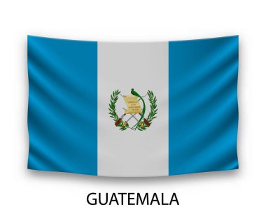 Guatemala 'nın ipek bayrağı asılıyor. Vektör illüstrasyonu.
