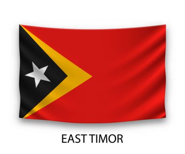 Doğu Timor 'un ipek bayrağı asılıyor. Vektör illüstrasyonu.