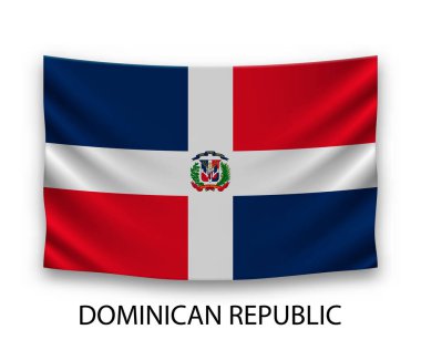 Dominik Cumhuriyeti 'nin ipek bayrağı. Vektör illüstrasyonu.