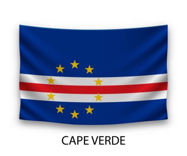 Cape Verde 'nin ipek bayrağı asılıydı. Vektör illüstrasyonu.