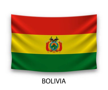 Bolivya 'nın ipek bayrağı. Vektör illüstrasyonu.