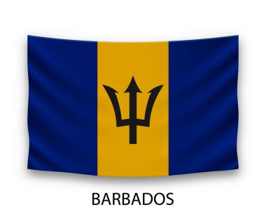 Barbados 'un ipek bayrağı asılıyor. Vektör illüstrasyonu.