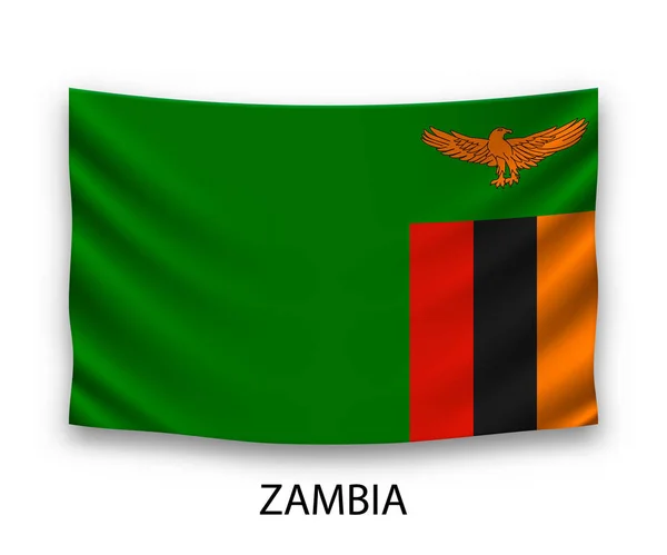 Bandeira Seda Pendurada Zâmbia Ilustração Vetorial —  Vetores de Stock