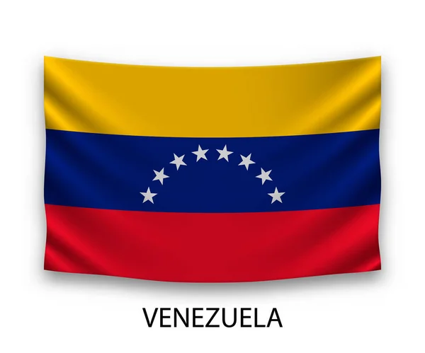 Hängande Sidenflagga Venezuela Vektorillustration — Stock vektor