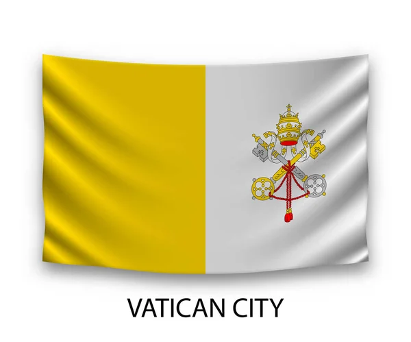 挂着梵蒂冈的丝绸旗 矢量说明 — 图库矢量图片
