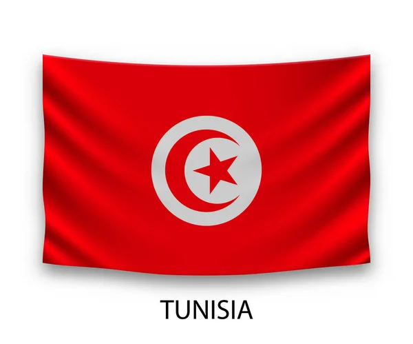 Hängande Silke Flagga Tunisien Vektorillustration — Stock vektor