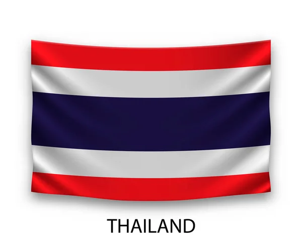 Zijde Vlag Van Thailand Ophangen Vectorillustratie — Stockvector