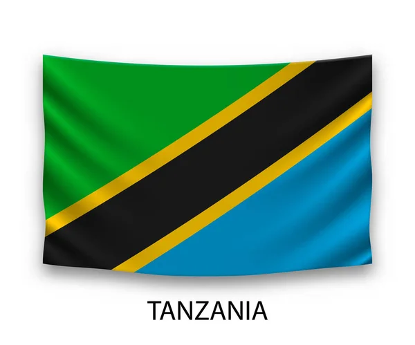 Bandera Seda Colgante Tanzania Ilustración Vectorial — Vector de stock