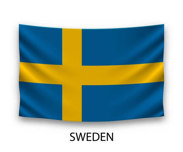 Hanging Silk Flag Sweden Vector Illustration — Stock Vector