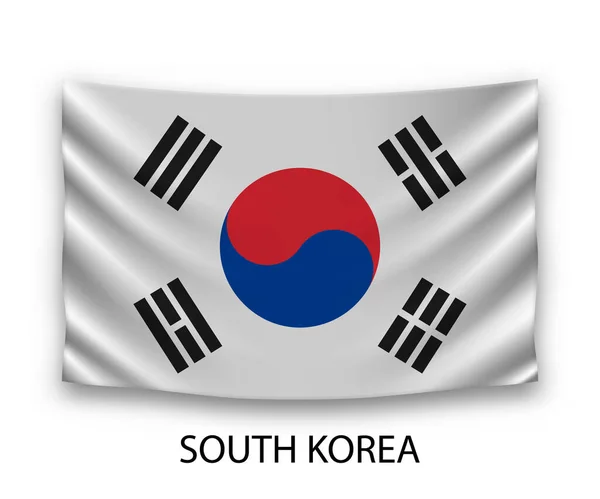 挂着韩国的丝绸国旗 矢量说明 — 图库矢量图片