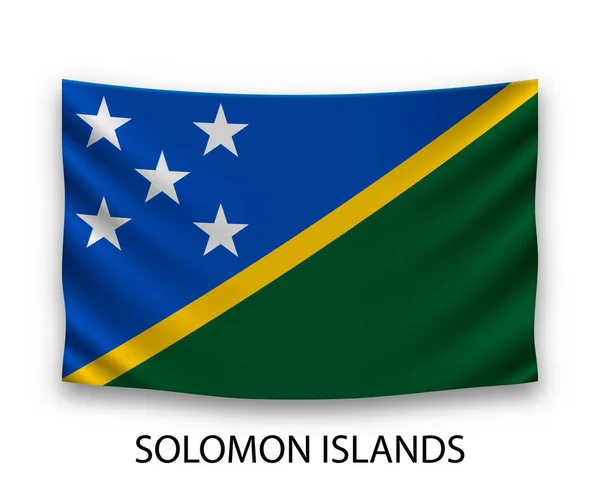 Bandeira Seda Pendurada Das Ilhas Salomão Ilustração Vetorial —  Vetores de Stock