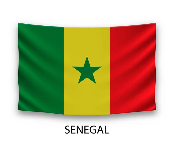 Hängande Sidenflagga Från Senegal Vektorillustration — Stock vektor