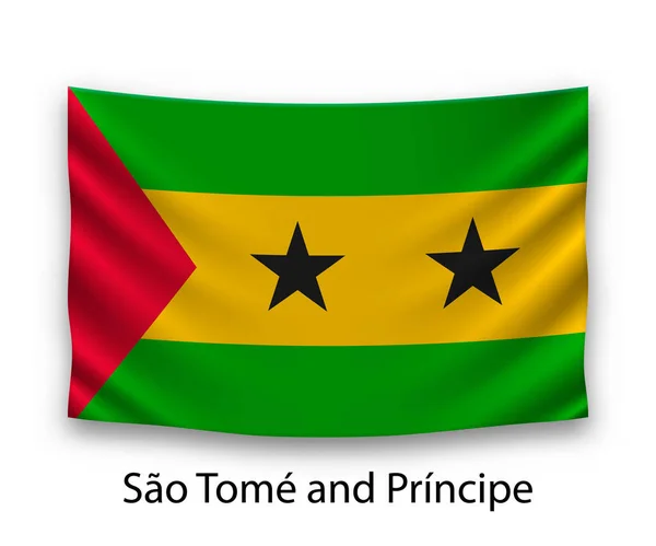 Hanging Silk Flag Sao Tome Principe Vector Illustration — Stock Vector