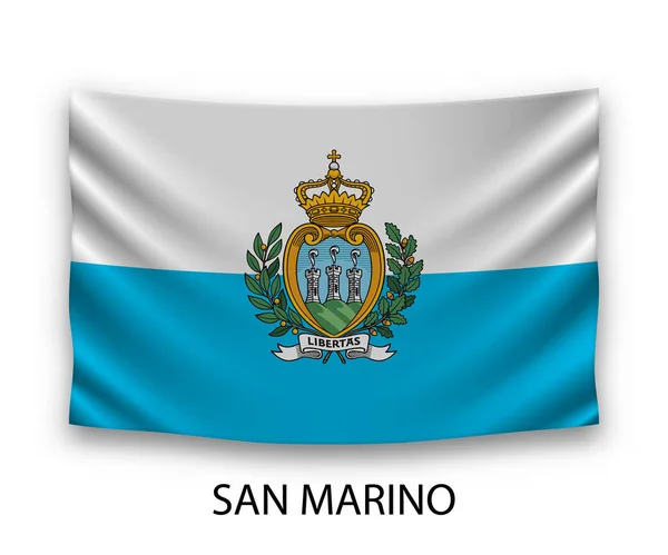 悬挂圣马力诺的丝绸国旗 矢量说明 — 图库矢量图片