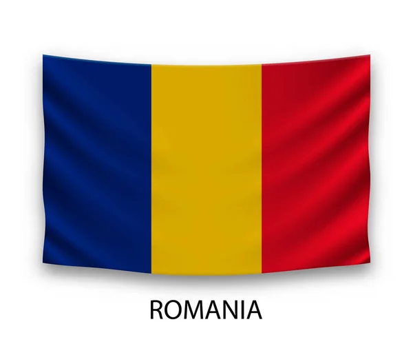 Bandiera Seta Appesa Della Romania Illustrazione Vettoriale — Vettoriale Stock