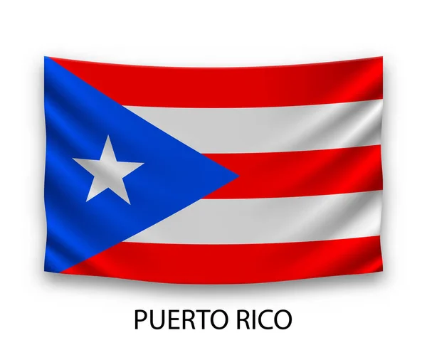 Hanging Silk Flag Puerto Rico Vector Illustration — Stock Vector