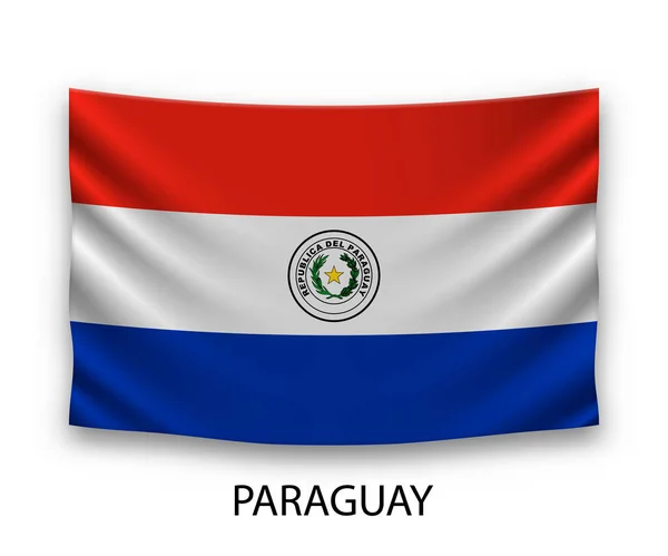 Zijde Vlag Van Paraguay Ophangen Vectorillustratie — Stockvector