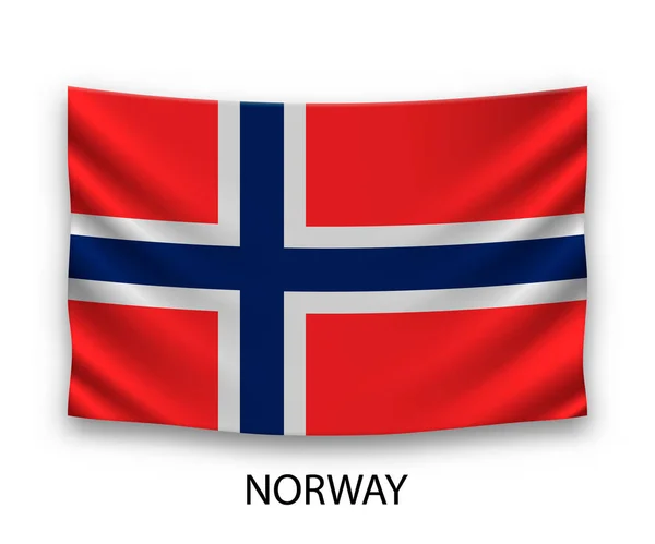 Висячий Шелковый Флаг Норвегии Векторная Иллюстрация — стоковый вектор