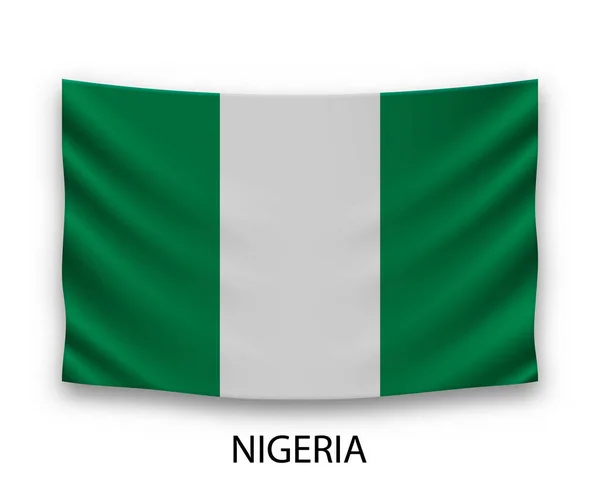 Hanging Silk Flag Nigeria Vector Illustration — Stock Vector