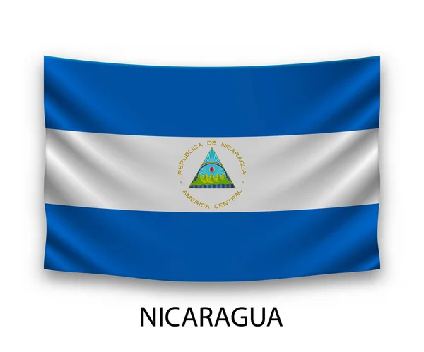 Wieszam Jedwabną Flagę Nikaragui Ilustracja Wektora — Wektor stockowy