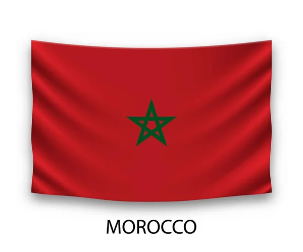 Висячий Шелковый Флаг Марокко Векторная Иллюстрация — стоковый вектор