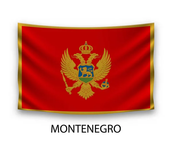 Zijde Vlag Van Montenegro Ophangen Vectorillustratie — Stockvector