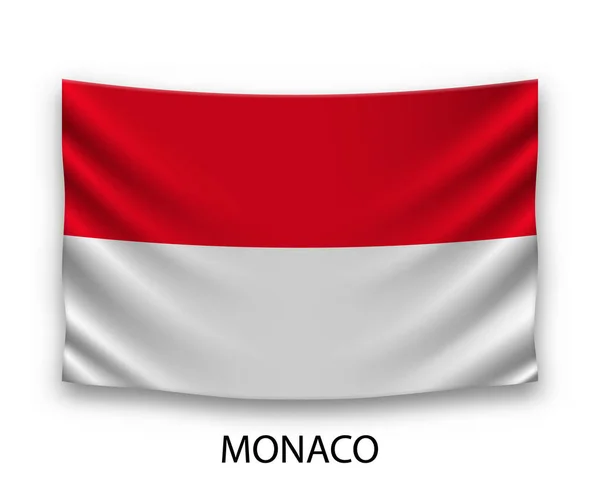 Bandera Seda Colgante Mónaco Ilustración Vectorial — Archivo Imágenes Vectoriales