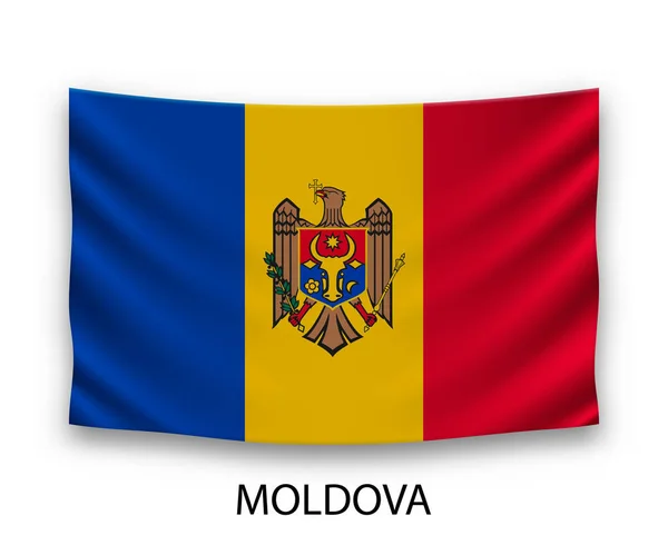 Hanging Silk Flag Moldova Vector Illustration — Stock Vector