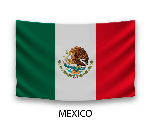 Visící Hedvábná Vlajka Mexika Vektorová Ilustrace — Stockový vektor