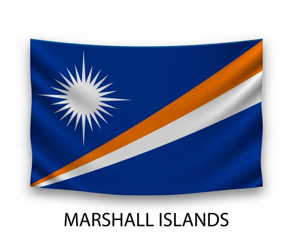 Visící Hedvábná Vlajka Marshallových Ostrovů Vektorová Ilustrace — Stockový vektor