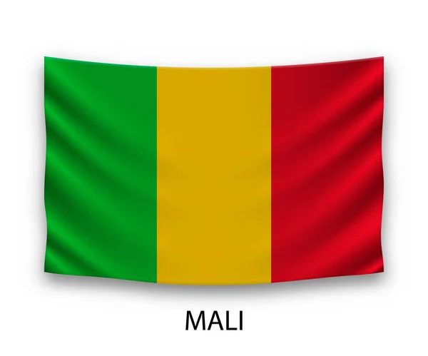 Повесил Шелковый Флаг Мали Векторная Иллюстрация — стоковый вектор