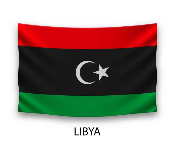 Libya Nın Ipek Bayrağı Asılıyor Vektör Illüstrasyonu — Stok Vektör