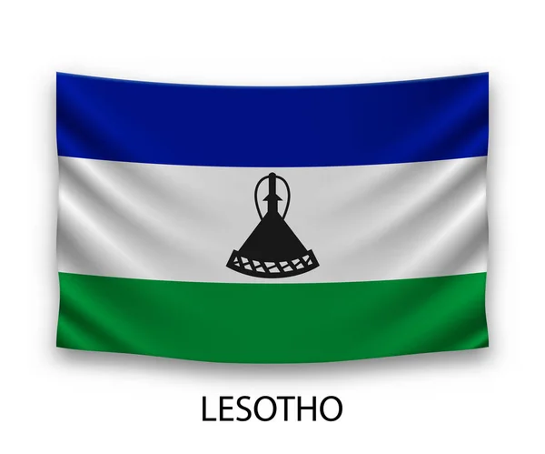 Hängande Sidenflagga Från Lesotho Vektorillustration — Stock vektor