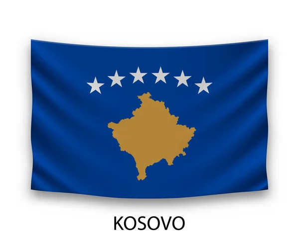 コソボの絹の旗を掲げる ベクターイラスト — ストックベクタ